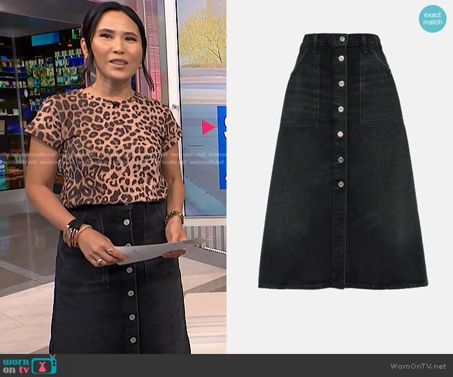 Citizens of Humanity Anouk Jean Skirt in Stormy worn by Vicky Nguyen on NBC News Daily