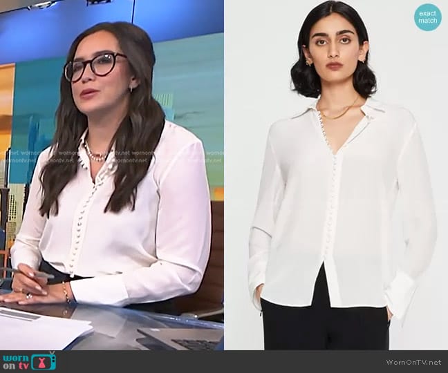 Club Monaco Helek Silk Shirt worn by Savannah Sellers on NBC News Daily