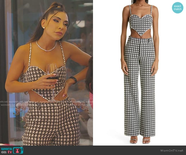 Area Crystal Trim Wool Blend Heart Crop Top and Trousers worn by Taleen Marie (Taleen Marie) on The Real Housewives of Dubai