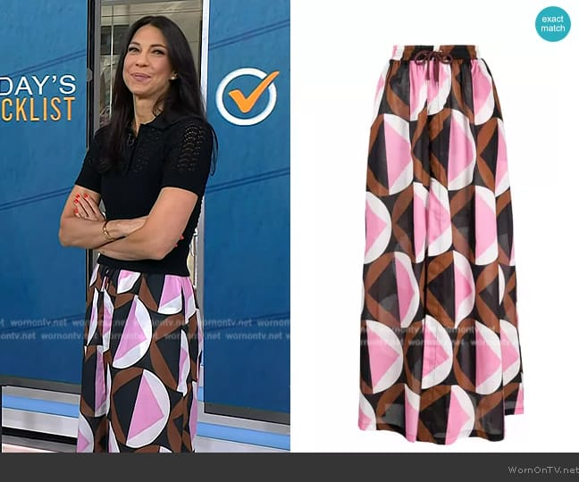 Cynthia Rowley Graphic-Print High-Waist Skirt worn by Dr Natalie Azar on Today