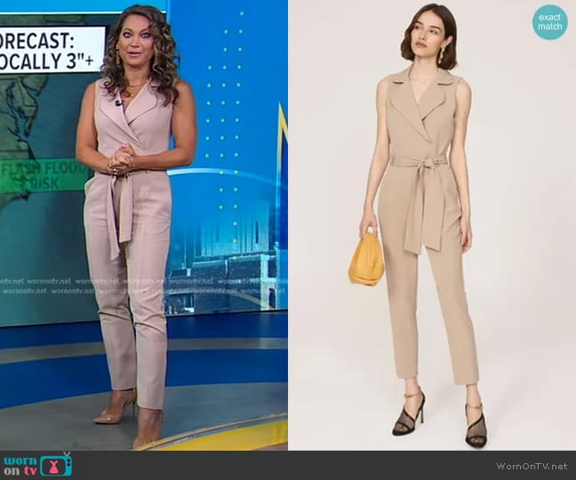 Black Halo Danica Jumpsuit worn by Ginger Zee on Good Morning America