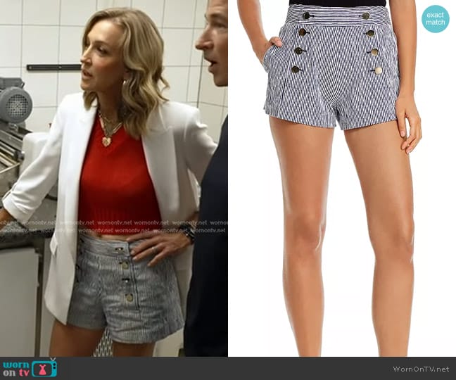 Derek Lam 10 Crosby Robertson High Waist Sailor Shorts worn by Lara Spencer on Good Morning America