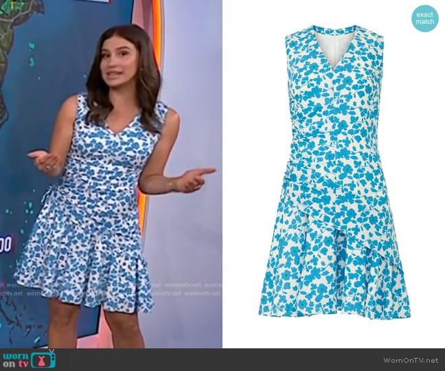 Derek Lam Collective Floral Side Ruched Dress in Blue worn by Angie Lassman on Today