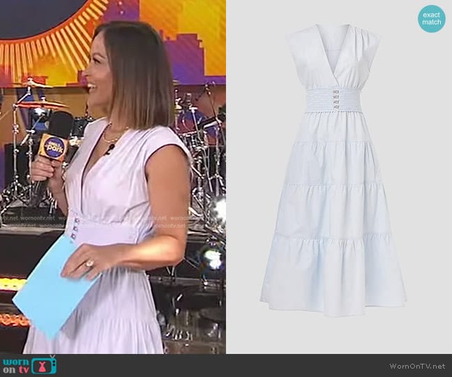 WornOnTV: Eva’s light blue smocked waist dress on Good Morning America ...