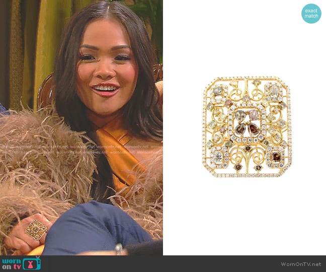 Dilamani Fancy Color Diamond Ring worn by Jenn Tran on The Bachelorette