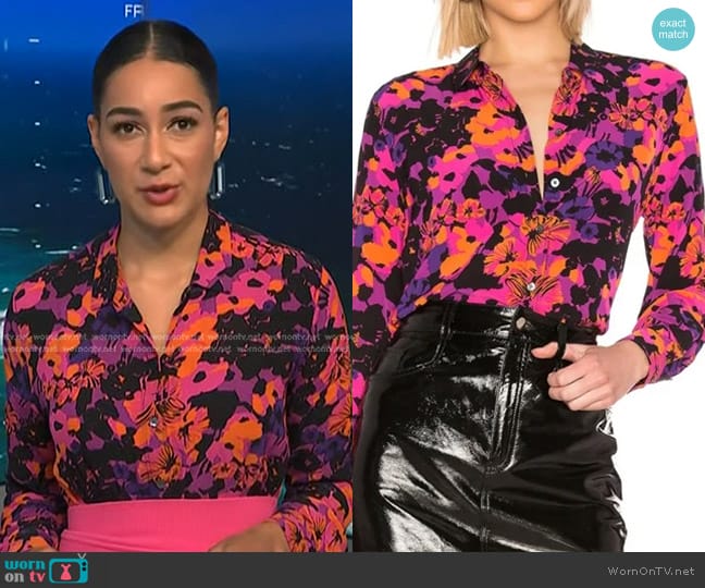 Equipment Femme Leema Top worn by Morgan Radford on NBC News Daily