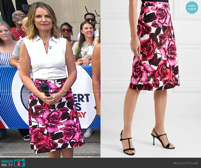 Prada Floral-Print Skirt worn by Savannah Guthrie on Today