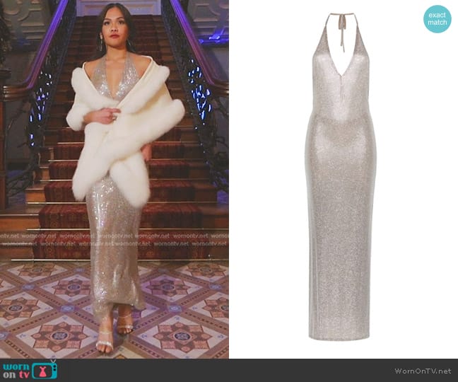 Giuseppe Di Morabito Sequin Halter Gown worn by Jenn Tran on The Bachelorette