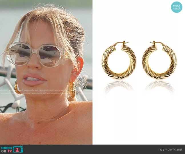 Gemma Azzurro Caroline 18k Gold Plated Twisted Hoops worn by Caroline Stanbury (Caroline Stanbury) on The Real Housewives of Dubai