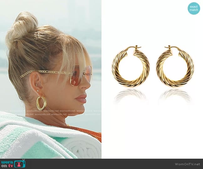 Gemma Azzurro Caroline 18k Gold Plated Twisted Hoops worn by Caroline Stanbury (Caroline Stanbury) on The Real Housewives of Dubai