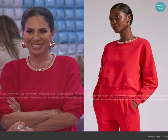 Generation Love Collina Chain Sweatshirt worn by Jenn Fessler on The Real Housewives of New Jersey