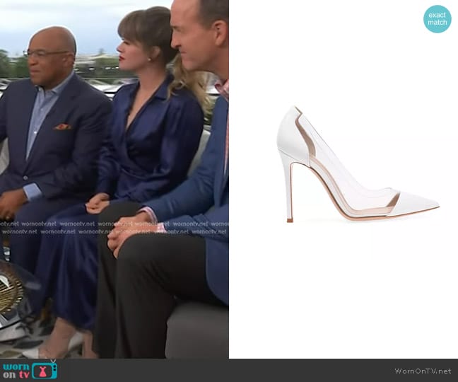 Gianvito Rossi  Plexi Pumps in White worn by Kelly Clarkson on Today