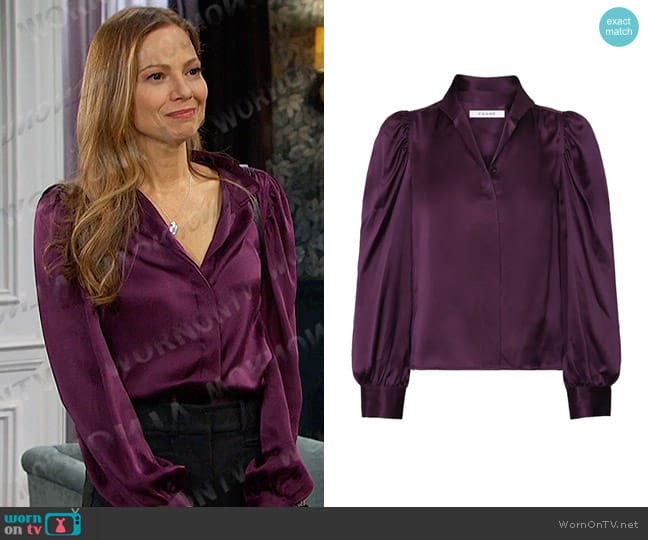 Frame Gillian Long Sleeve Top in Plum worn by Ava Vitali (Tamara Braun ) on Days of our Lives