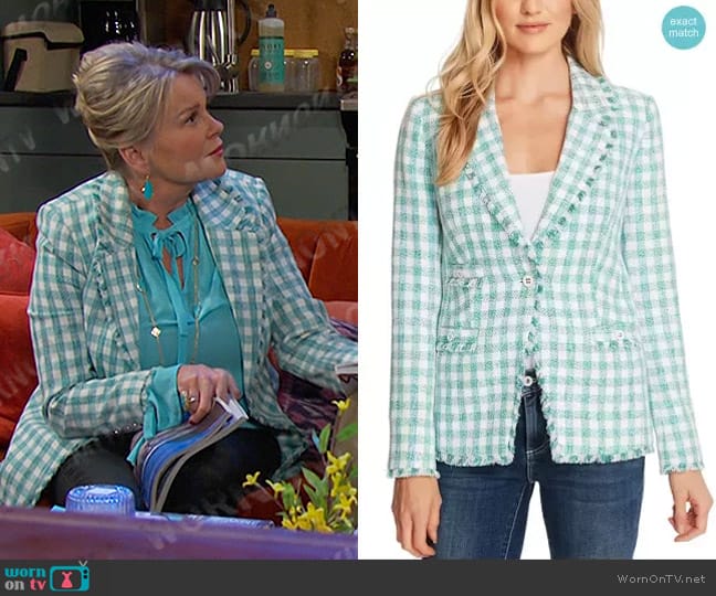 CeCe by Cynthia Steffe Gingham Tweed Jacket worn by Bonnie Lockhart (Judi Evans) on Days of our Lives