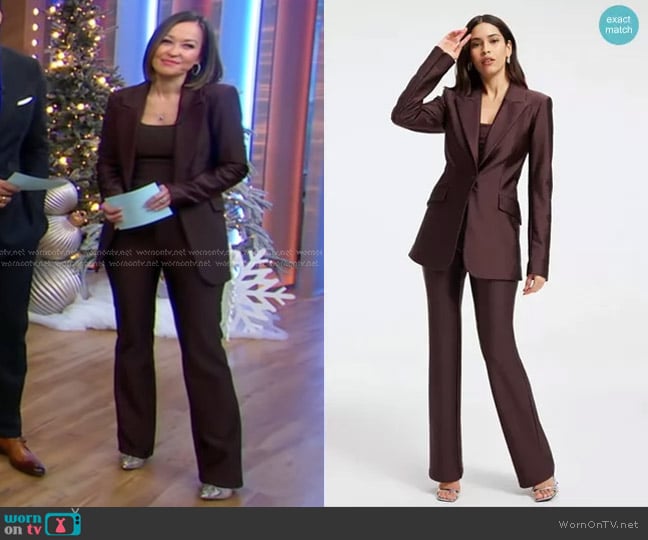 Good American Disco Sculpted Blazer and Trouser worn by Eva Pilgrim on Good Morning America