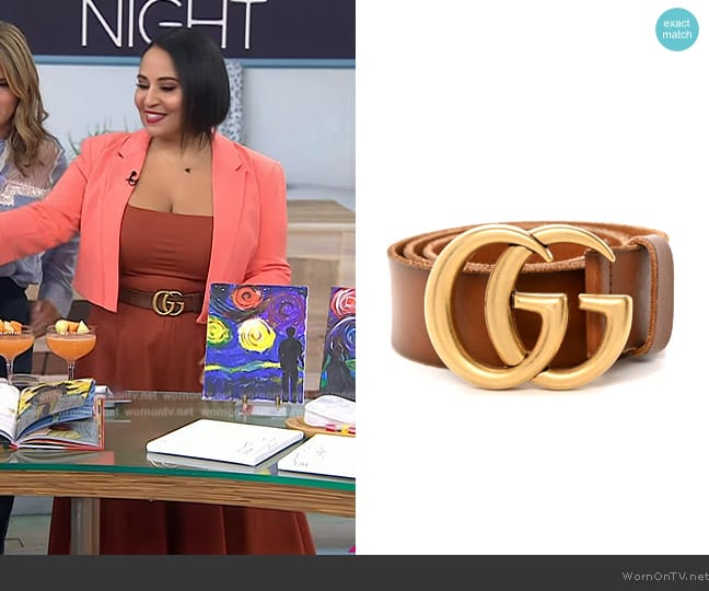 Gucci Double G leather belt worn by Alejandra Ramos on Today