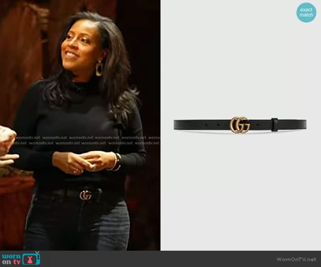 Gucci Leather Belt with Double G Buckle worn by Sheinelle Jones on Today