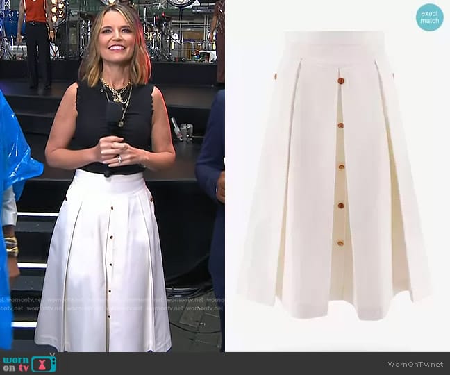 Gucci Pleated Flared Midi Skirt worn by Savannah Guthrie on Today