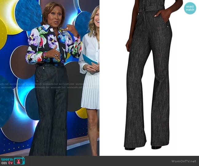 Sergio Hudson High Waist Flared Pants worn by Robin Roberts on Good Morning America