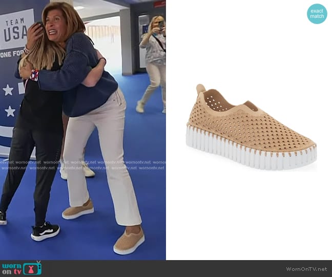 Ilse Jacobsen Tulip Sneaker in Latte worn by Hoda Kotb on Today