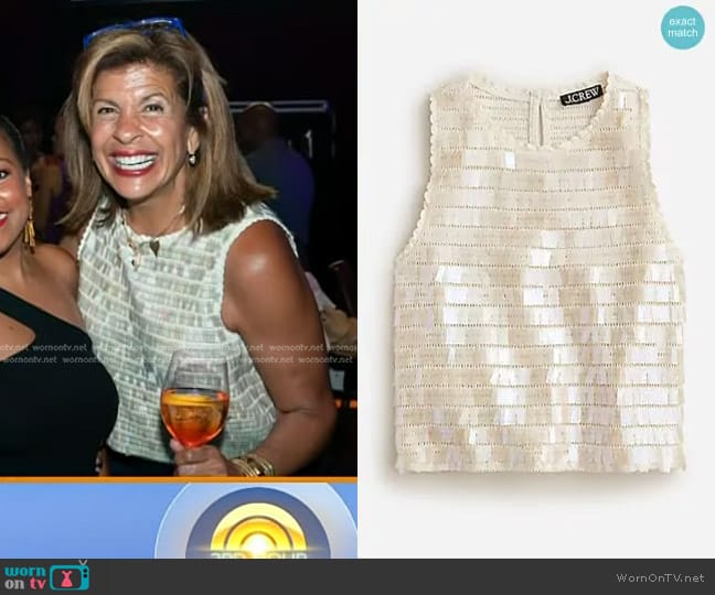 J. Crew Crochet sequin tank top in Natural worn by Hoda Kotb on Today