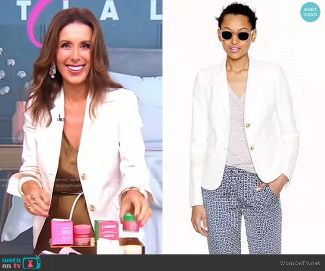 J. Crew Schoolboy Blazer in White worn by Sarah Eggenberger on Good Morning America