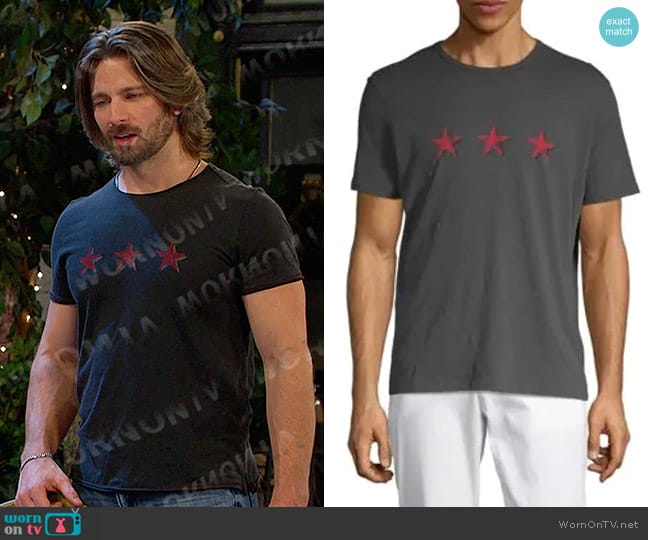 John Varvatos Three Star Graphic T-shirt in Coal worn by Kerry (Derek Yates) on Days of our Lives