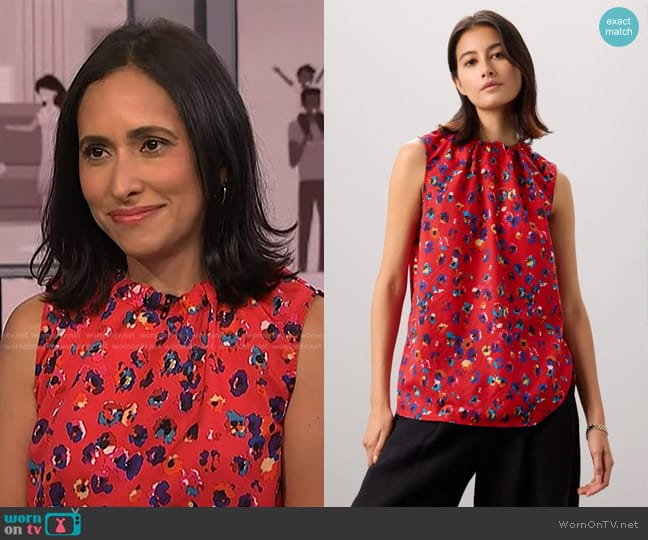 Jason Wu Collective Leopard Print Tank in Red worn by Grace Bastidas on NBC News Daily