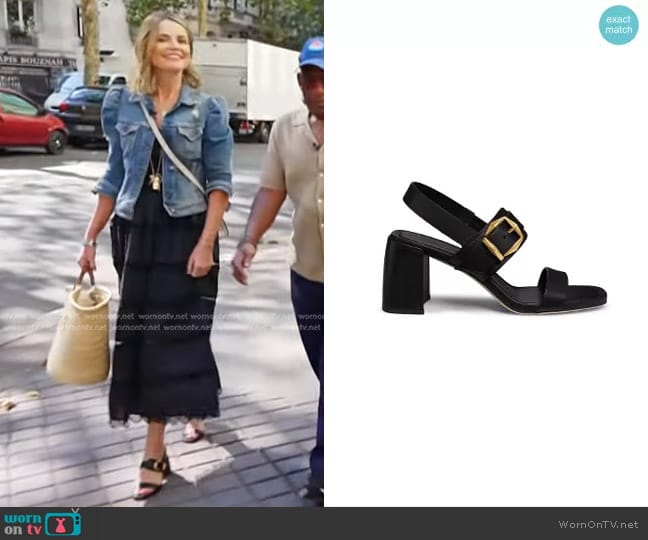 Jimmy Choo Hawke Sandal in Black/ Gold worn by Savannah Guthrie on Today