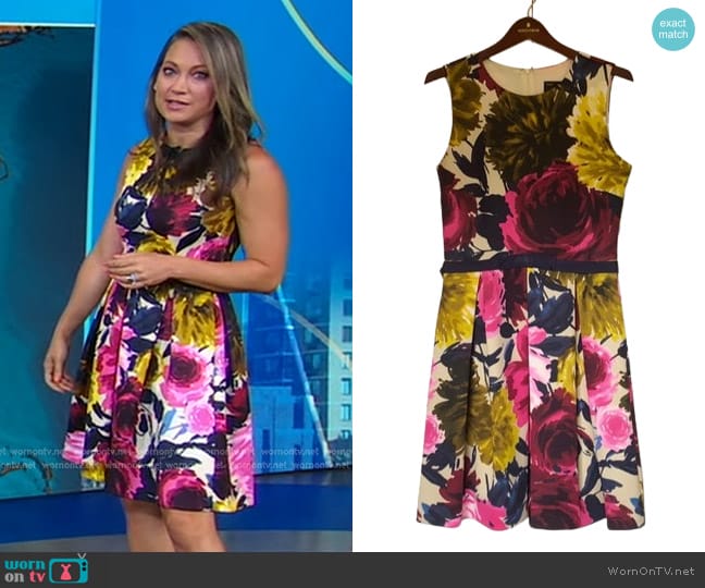 Just Taylor Floral Scuba Dress worn by Ginger Zee on Good Morning America