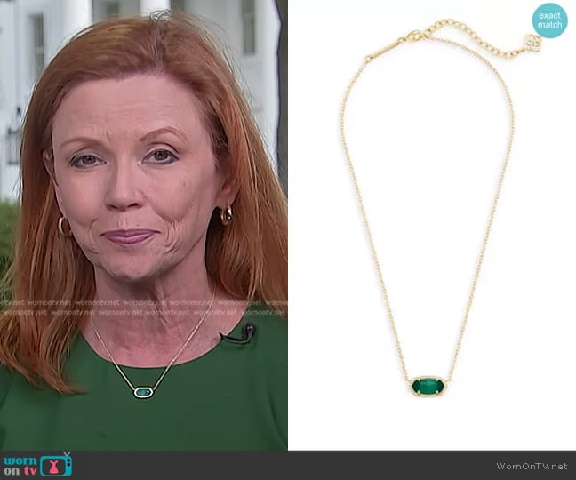 Kendra Scott Elisa Birthstone Crystal Necklace in Emerald Cat's Eye worn by Kelly O’Donnell on NBC News Daily