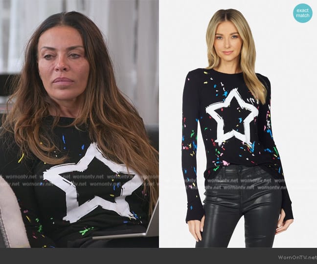 Lauren Moshi McKinley Airbrush Star Sweatshirt worn by Dolores Catania on The Real Housewives of New Jersey