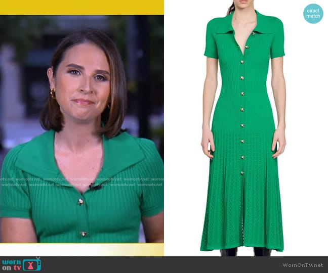 Sandro Lorel Short Sleeve Maxi Shirtdress worn by Elizabeth Schulze on Good Morning America