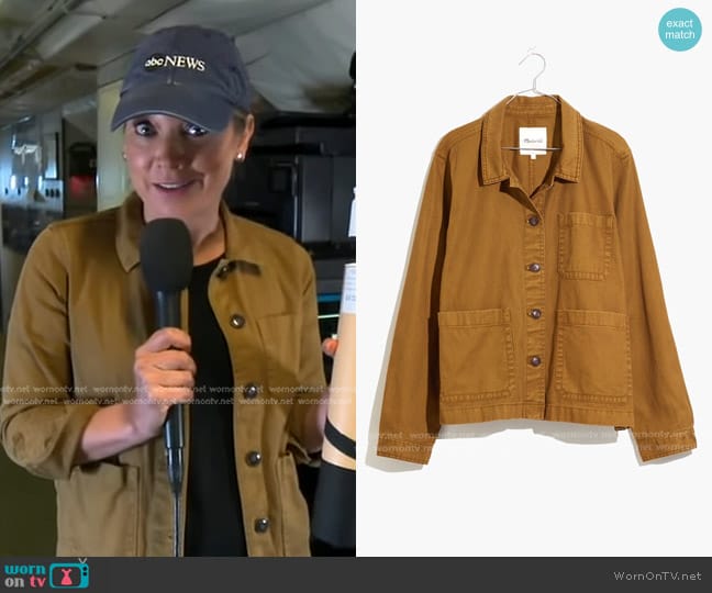 Madewell Garment-Dyed Ashwood Chore Coat worn by Ginger Zee on Good Morning America