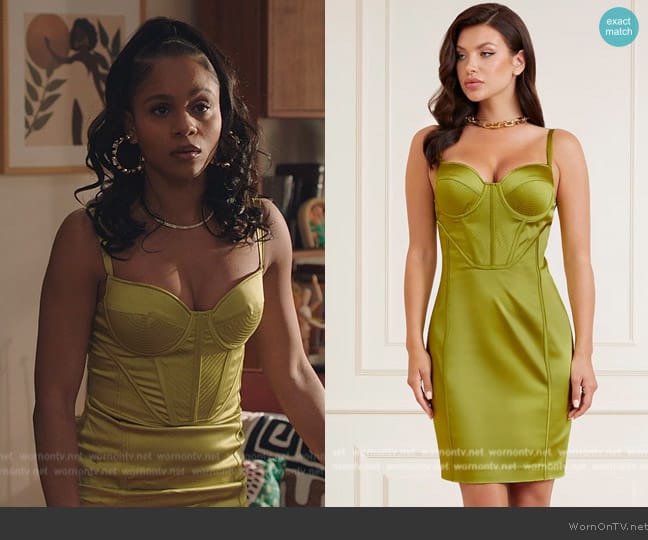 Marciano Bodycon mini dress worn by Simone (Geffri Hightower) on All American Homecoming