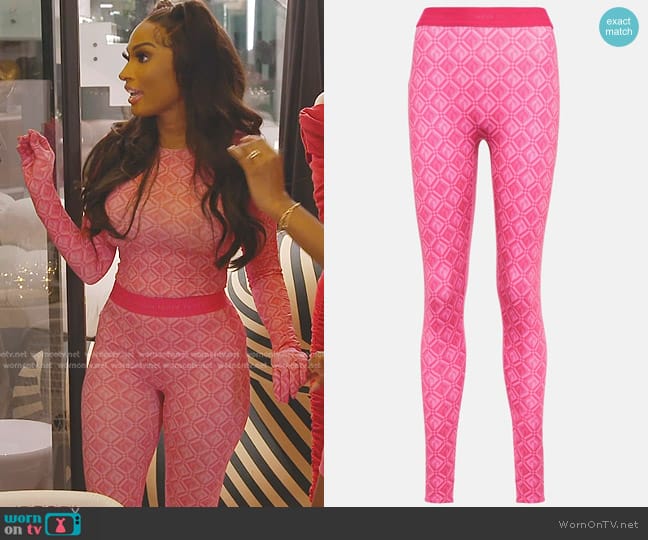 Marine Serre Printed High-rise Leggings worn by Lesa Milan (Lesa Milan) on The Real Housewives of Dubai