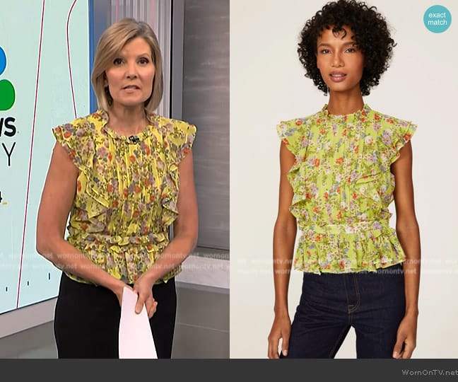 Marissa Webb Yellow Flutter Sleeve Top worn by Kate Snow on NBC News Daily