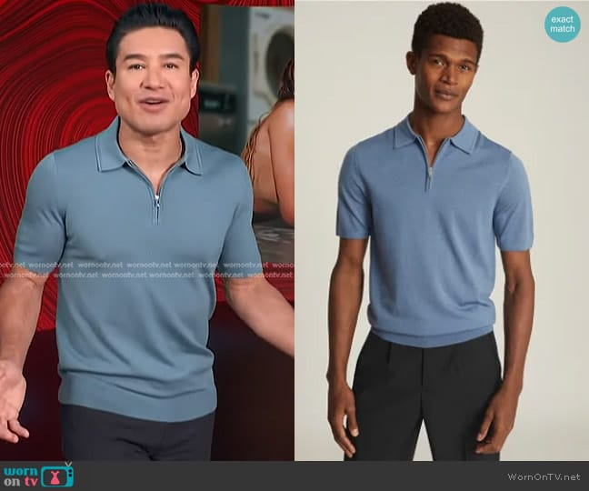 Reiss Maxwell Merino Wool Zip Neck Polo worn by Mario Lopez on Access Hollywood