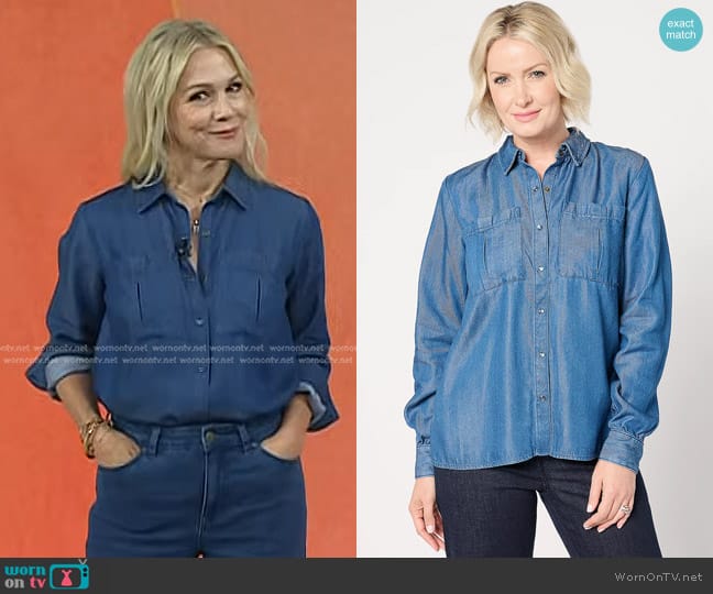 Me by Jennie Garth Dorian Indigo Denim Shirt worn by Jennie Garth on Today