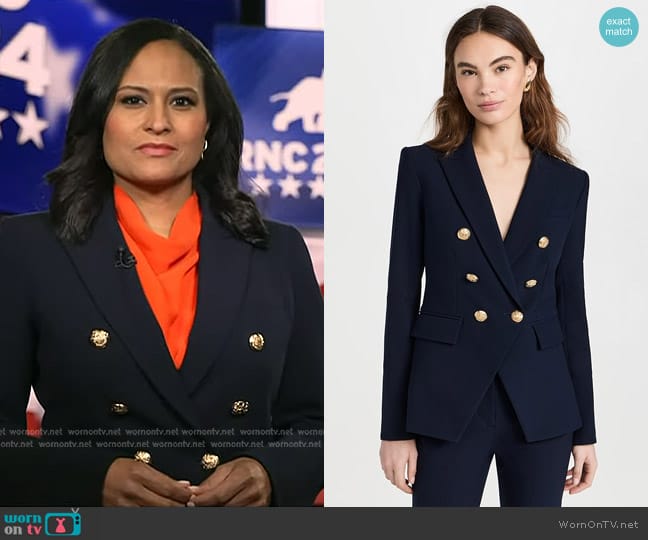 Veronica Beard Miller Dickey Jacket in Navy With Gold Buttons worn by Kristen Welker on Today