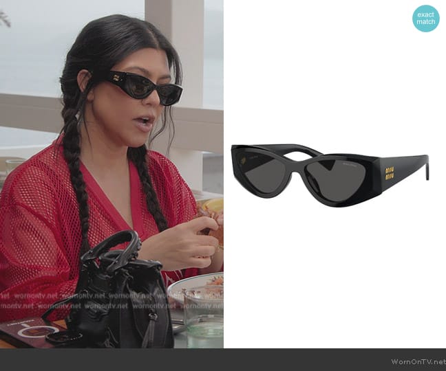 Miu Miu Cat-eye frame tinted-lenses sunglasses worn by Kourtney Kardashian (Kourtney Kardashian) on The Kardashians