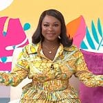 Naturi Naughton’s abstract print shirt and pleated shorts on Today