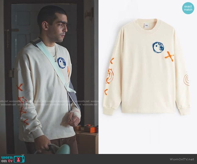 Zara Yin Yang Oversized Sweatshirt worn by Omar (Omar Ayuso) on Elite