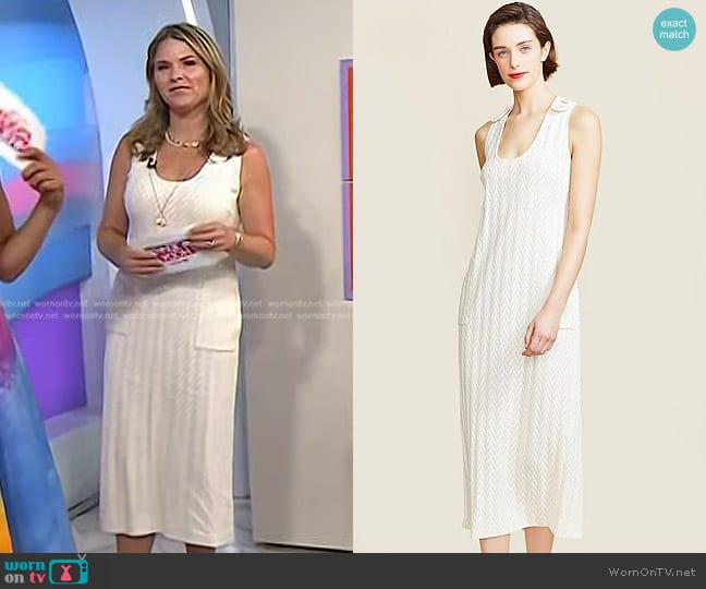 Pearl by Lela Rose Chevron Pointelle Column Dress worn by Jenna Bush Hager on Today