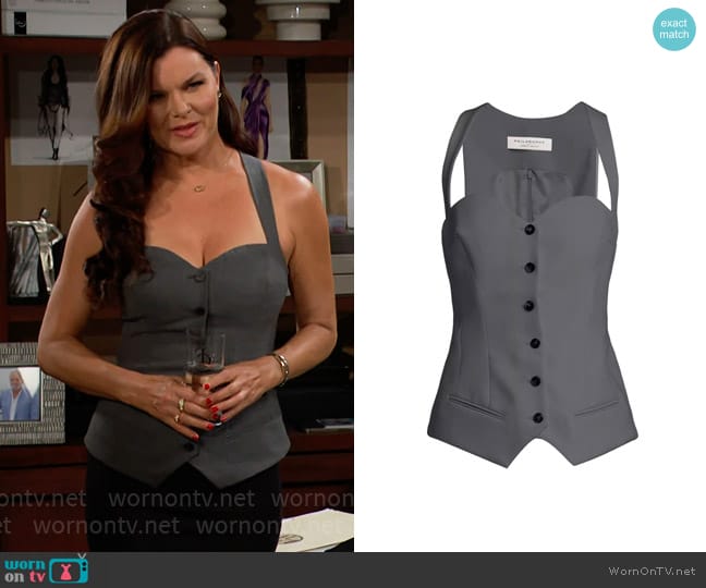 Philosophy Di Lorenzo Serafini Tropical Wool Halter Vest worn by Katie Logan (Heather Tom) on The Bold and the Beautiful