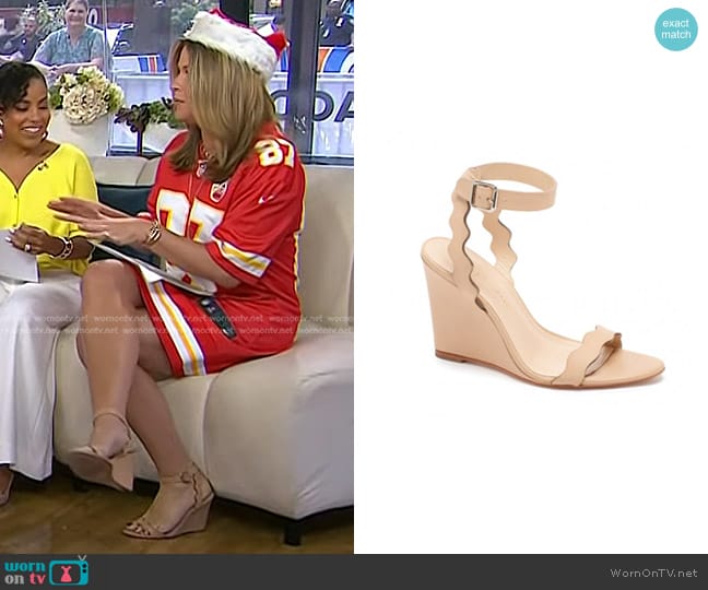 Loeffler Randall Piper Scallop Wedge Sandal in Nude worn by Jenna Bush Hager on Today