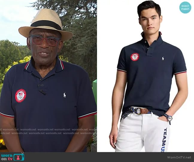 Polo Ralph Lauren Team USA Custom Slim Fit Polo Shirt in Navy worn by Al Roker on Today