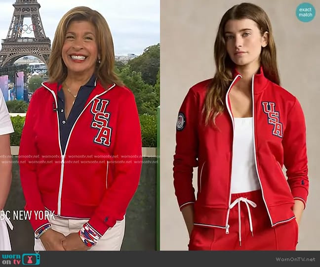 Polo Ralph Lauren Team USA Track Jacket in Red worn by Hoda Kotb on Today