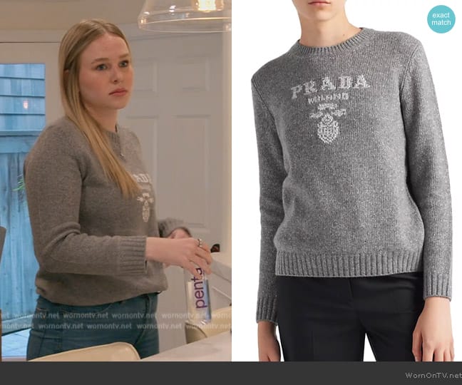 Prada Wool Cashmere and Lame Crew-Neck Sweater worn by Sohpie Beador on The Real Housewives of Orange County