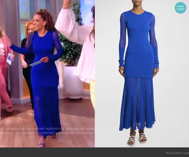 Proenza Schouler Anita Long-Sleeve Sheer Open-Knit Layered Maxi Dress worn by Sunny Hostin on The View